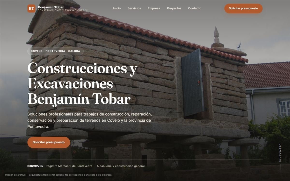 Web de Construcciones Benjamín Tobar